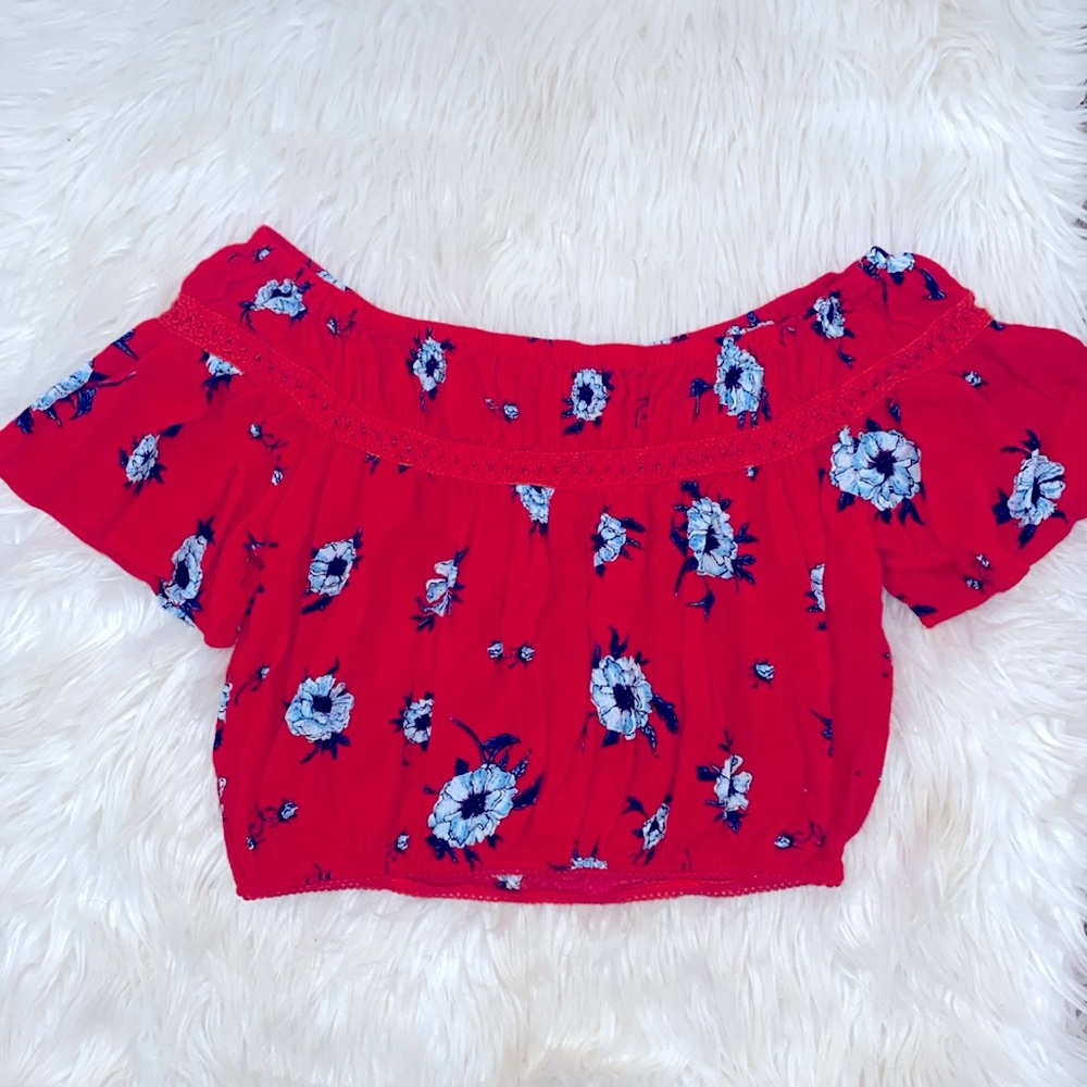 L.A. Hearts Blue and Red Floral Top